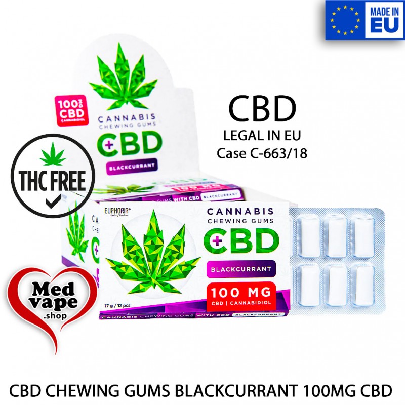 CBD CHEWING GUMS BLACKCURRANT 100MG CBD – EUPHORIA edibles medvape